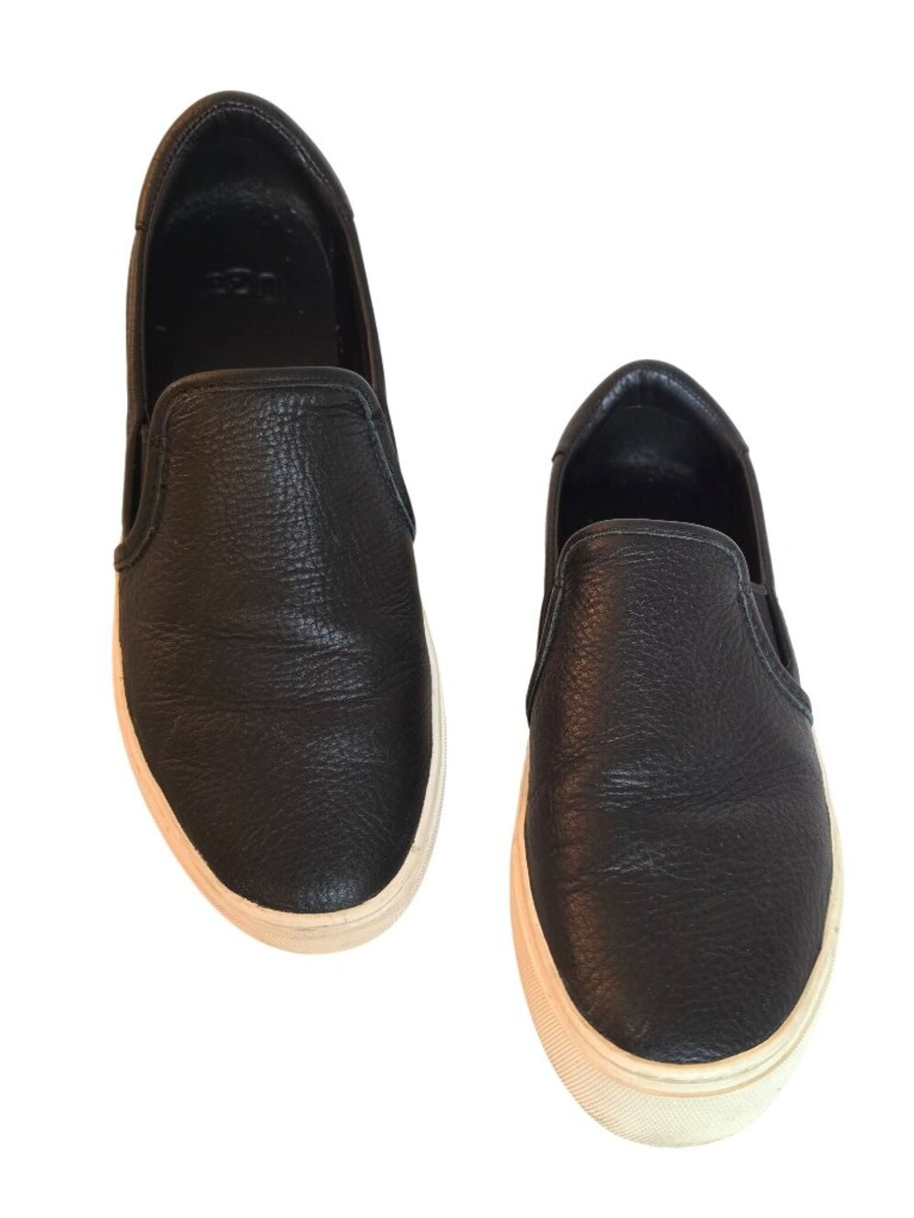 UGG Jass Slip On Platform Sneakers Black Leather Women Size 8 Comfort Shoes